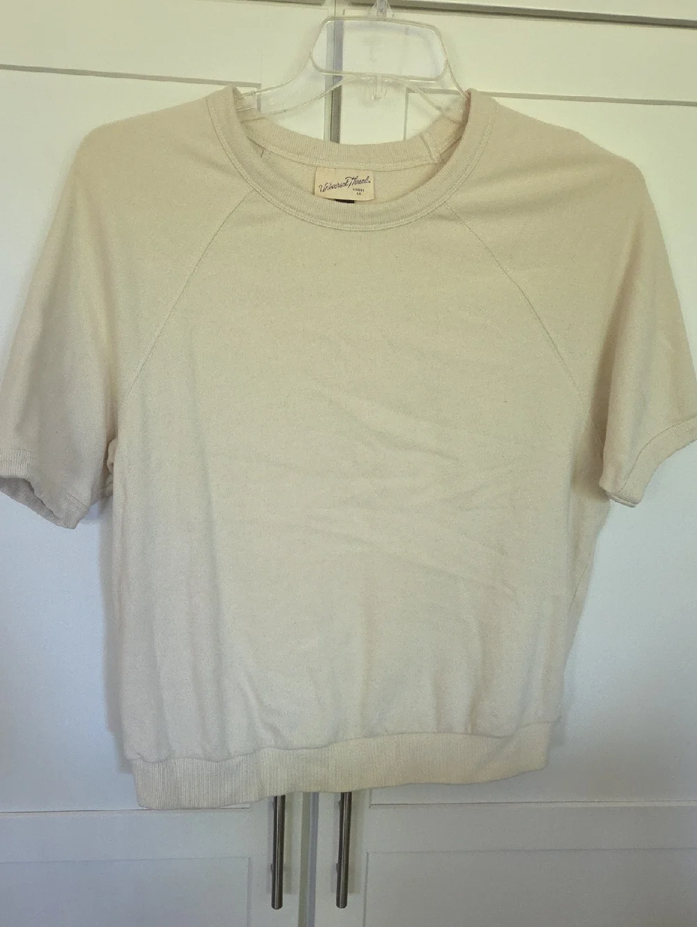 Universal Thread Cream Short Sleeve Sweatshirt Top - Picture 1 of 3